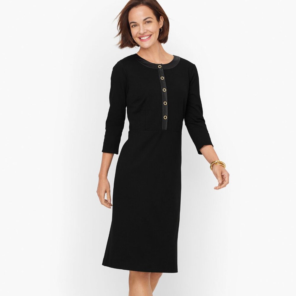 Talbots Ponte Faux Leather Trim Dress